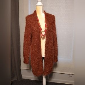 SOLD /Dark Orange furry cardigan sweater